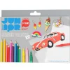 Shrink plastic kit – 10 ark med krympeplast, 12 tuschpenne og 24 farveblyanter!