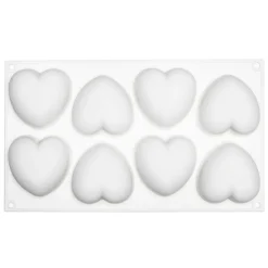 Silikoneform hjerter 8 stk. Støbeform til fødevarer, beton, resin m.m. 29×16,9×3,5 cm