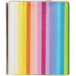 Silkepapir 68 ark à 70×50 cm, pastelfarver. 17 farver, 4 af hver. 14 g/m²
