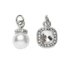 2 sølvfarvede vedhæng/charms similisten 8×8 mm, perle Ø8 mm L 12 mm