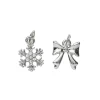 2 sølvfarvede vedhæng/charms snefnug med simili Ø11 mm, sløjfe 12,5×11 mm