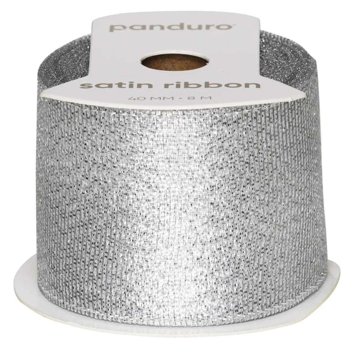 Sølvfarvet glitterbånd – 8 m langt 40 mm bredt