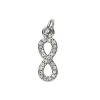 Sølvfarvet vedhæng/charm evighedstegn/infinity simili 6×17 mm