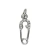 Sølvfarvet vedhæng/charm sikkerhedsnål med simili 7×14 mm