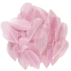 Små rosa gåsefjer, længde 6-7 cm, pakken indeholder 3 gram