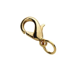 Smykkelås karabin med O-ring, længde 12 mm – guldfarvet messing, 30 stk. låse med O-ringe