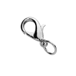 Smykkelås karabin med O-ring, længde 12 mm – sølvfarvet messing, 30 stk. låse med O-ring