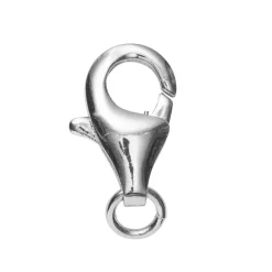 Smykkelås med O-ring, længde 11 mm – messing, belagt med 925 sterlingsølv, 1 stk.