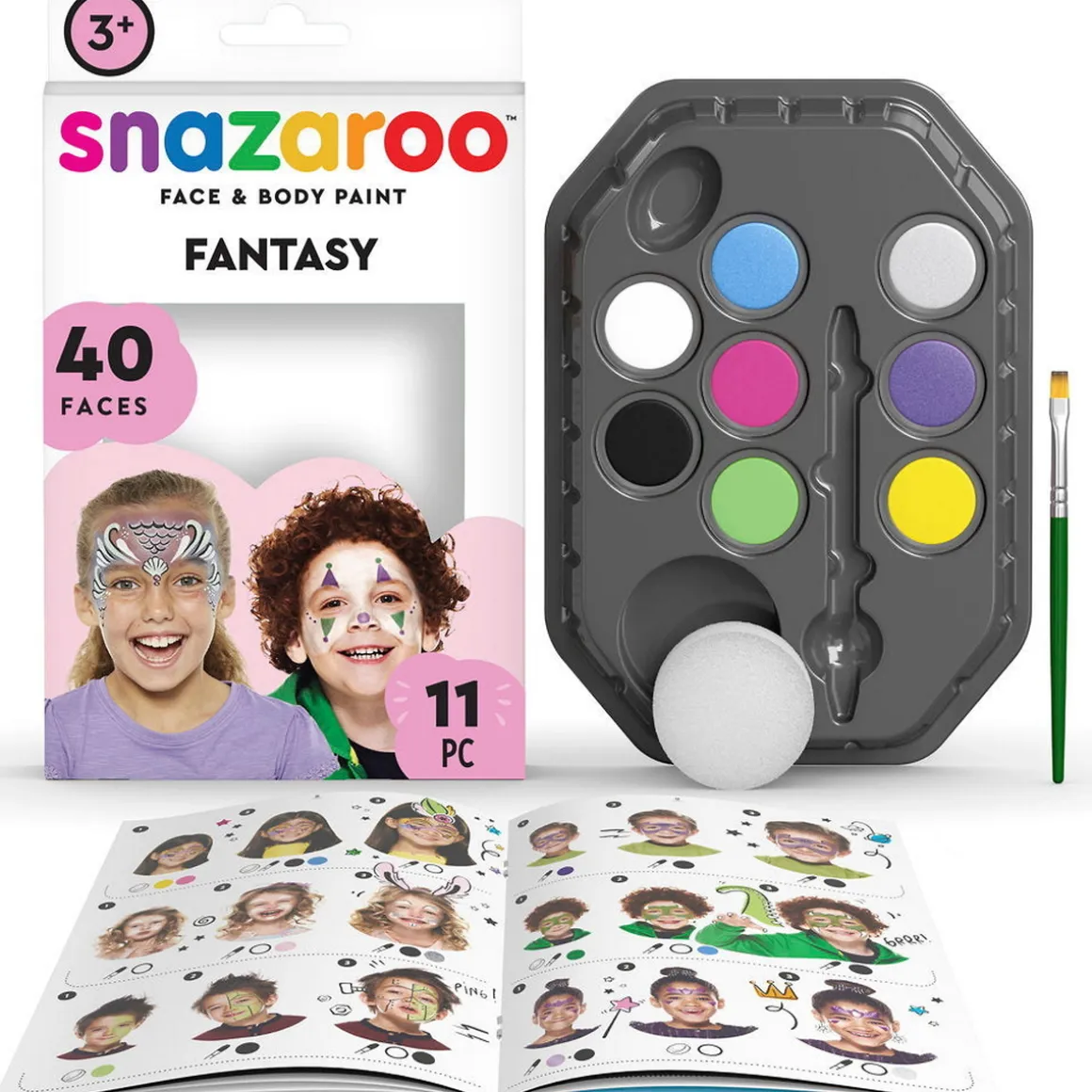 Snazaroo Fantasy ansigtsmaling og kropsmaling. 8 farver, tilbehør og vejledning