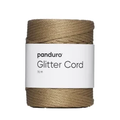 Snor med glitter, 70 m beige med guldglitter. Ø3 mm