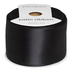 Sort satinbånd – 40 mm bredt og 8 meter langt