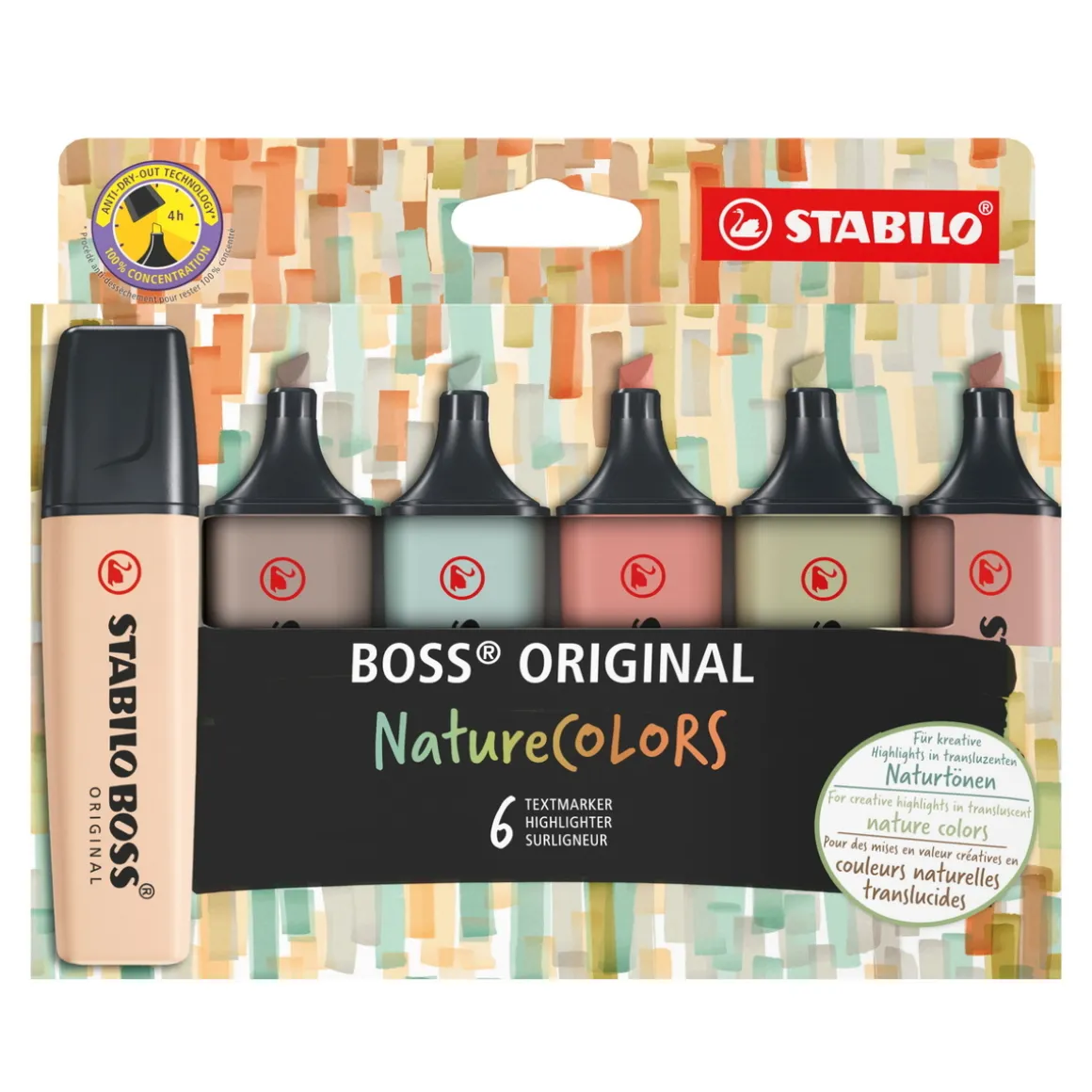 Stabilo Boss Highlighter Nature Colors 6-pak, overstregningspenne i naturfarver