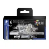 Staedtler Pigment Arts Pen Multi Ink Grey Colours, 5 penne i grå toner + 1 sort
