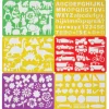 Stencils eller skabeloner af plast, 21×15 cm, 6 forskellige skønne temaer til børn