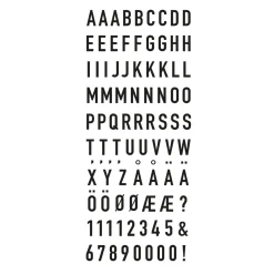 Stickers alfabet, bogstavklistermærker, 356 stk. A-Å sort, 11 mm høje, maks. bredde 10 mm