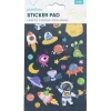 Stickersblok Alien – 2×10 designs, i alt 20 ark med klistermærker fra rummet! 10×18 cm