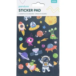 Stickersblok Alien – 2×10 designs, i alt 20 ark med klistermærker fra rummet! 10×18 cm