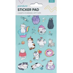 Stickersblok Katte – 2×10 designs, i alt 20 ark klistermærker med søde katte og glæde! 10×18 cm
