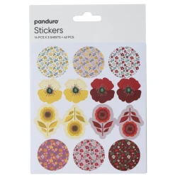 Stickers, blomster og blomstermønstre, 3 ark med i alt 42 klistermærker