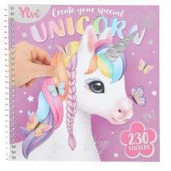 Stickersbog Ylvi Create Your Own Unicorn, 24 sider, 230 klistermærker, 17,5×18 cm