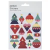 Stickers Jul, klassiske grafiske motiver, 3 ark med i alt 45 klistermærker