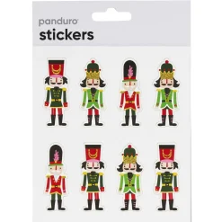 Stickers Jul, klistermærker med 2 mm tykke nøddeknækkere med guldglitter, 8 stk.