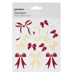 Stickers Jul, sløjfer, 3 ark med i alt 36 klistermærker