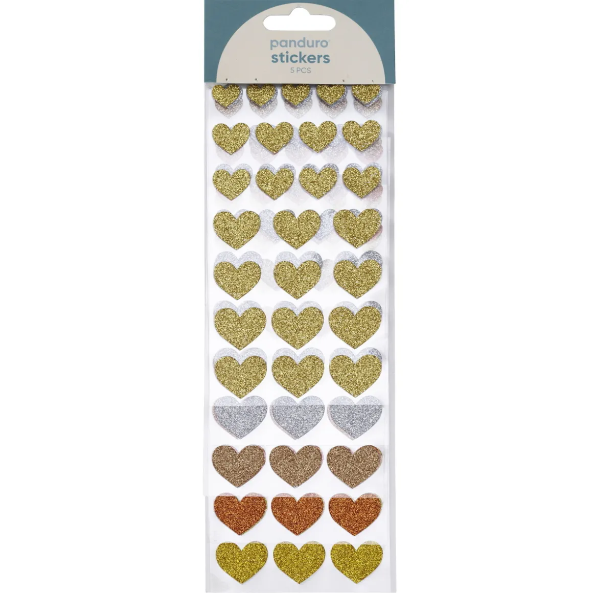 Stickers klistermærker med 175 glitrende hjerter i guld & sølv – B 12-22 mm
