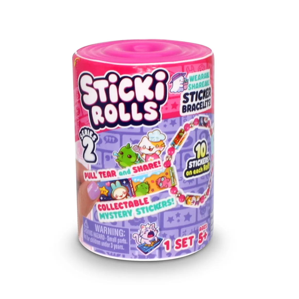 Sticki Rolls Surprise Capsule Series 2, overraskelsesarmbånd med 50 klistermærker!