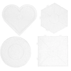 Stiftplade Midi 4-pak – store plader: hjerte, kvadrat, sekskant og cirkel – til Ø5 mm rørperler