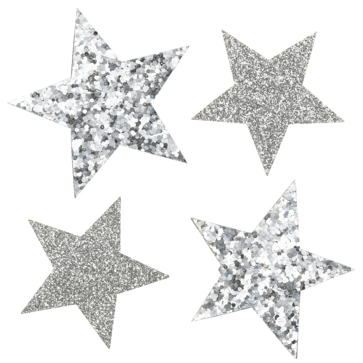 Stjerner m. glitter 36stk sølv