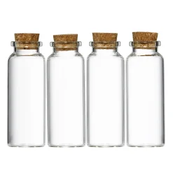 4 stk. små glasflasker med korkprop – 40 ml
