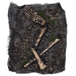 Stofdug med uhyggelige skeletdele til halloweenborddækning ca. 38×53 cm