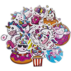 Store stickers klistermærker med kawaii enhjørninger og unicorns, 50 stk.