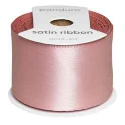 Støvet rosa satinbånd – 40 mm bredt og 8 meter langt