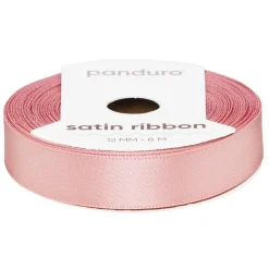 Støvet rosa satinbånd – 12 mm bredt og 8 meter langt