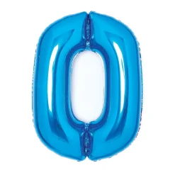 Talballon 66 cm høj, blå metallic tallet 0 – pynt op til fødselsdagsfesten!