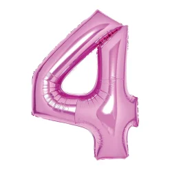 Talballon 66 cm høj, rosa metallic tallet 4 – pynt op til fødselsdagsfesten!
