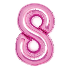 Talballon 66 cm høj, rosa metallic tallet 8 – pynt op til fødselsdagsfesten!