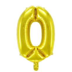 Talballon 0 guld 32 cm