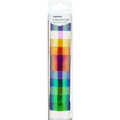 Tape, 12×3 meter farverig og iriserende/farveskiftende tape, som er 15 mm bred