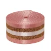 Taskerem, rosa med dobbelte glitrende guldstriber, længde 250 cm, bredde 3,8 cm