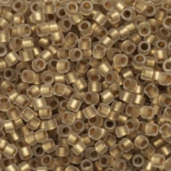 TOHO-perler 11/0 – guld transparent mat, 989FM Frosted gold-lined crystal
