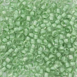 TOHO-perler runde 11/0 – æblegrøn, 975 Neon sea foam lined crystal