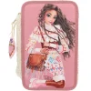 Topmodel Cosy tredobbelt penalhus med masser af penne og tilbehør! 13×20×7,5 cm