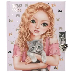 TOPModel Dagbog Kitty – supersød dagbog med hængelås, 192 sider, 15,5×18,5 cm