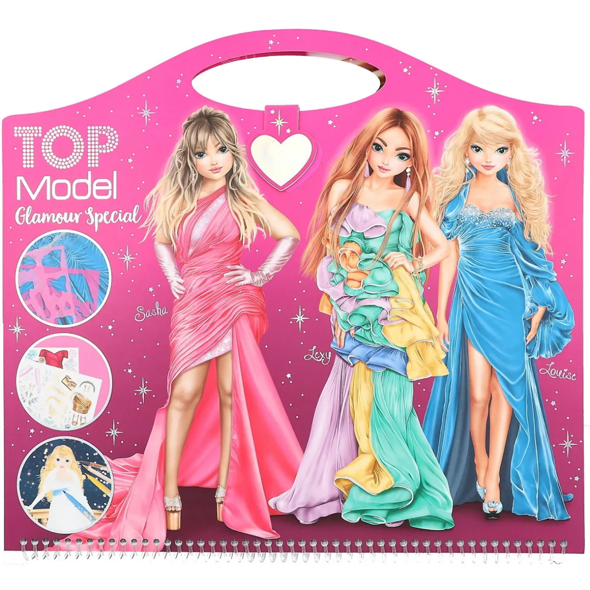 Topmodel Glamour designbog med 52 sider sjove motiver & klistermærker, 33×30,5 cm
