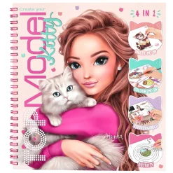 TOPModel Kitty 4-in-1 pyntebog med klistermærker, 20,2×22,2 cm