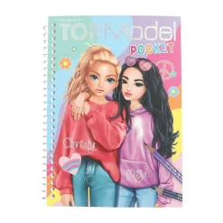 TOPModel lommemalebog Miju & Christy med 120 sider + 1 ark klistermærker! 13×17,5 cm