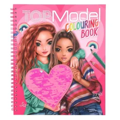 Topmodel Malebog pailletter – skøn, spiralbundet malebog med pailletomslag 20,5×24 cm